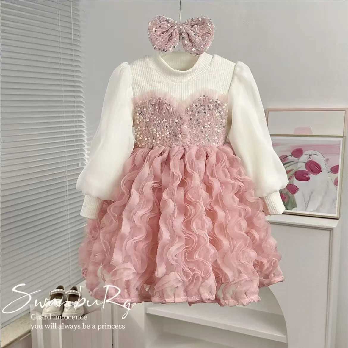 Kids Dress for Fashion Girls Knitted Winter Casual Long Sleeve Clothes Red Christmas Par Set Girl New Year CostumeXJ241206