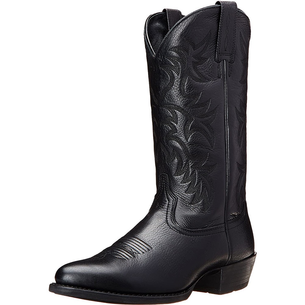Cowboy Boots for Men Vintage Knight Shoes Leather Embroidery Mid Heel Motorcycle 2023 Casual West Boot Botas 240924