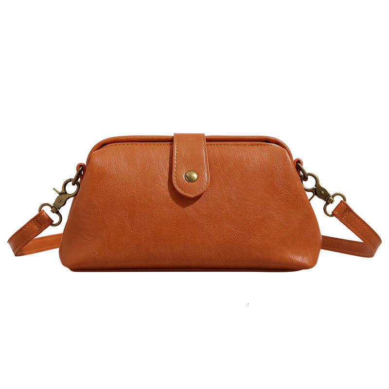 2025 new soft leather clip single shoulder diagonal cross women's bag
