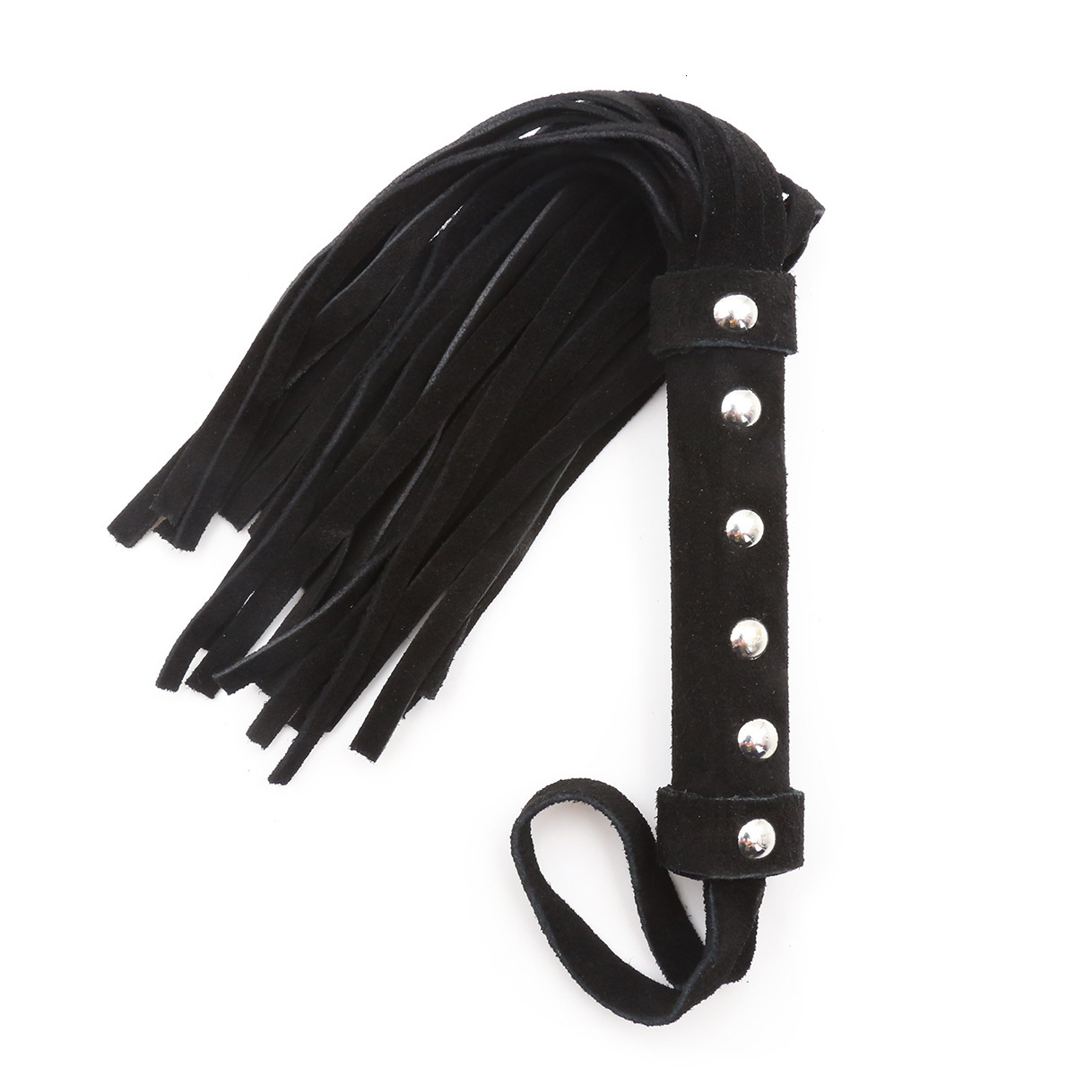 Manufacturer's spot wholesale of male and female toys, tuning whip, black suede 6-nail small leather whip in stock