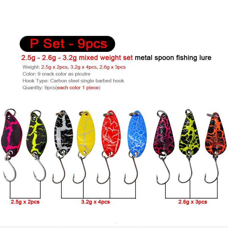 7/9/10Pcs Trout Bait 2.5g/2.6g/3g/3.2g/3.5g/5g Metal Spoon Fishing Lure Wobbr Casting Jigging Tack Accories Pesca ChubXJ241128