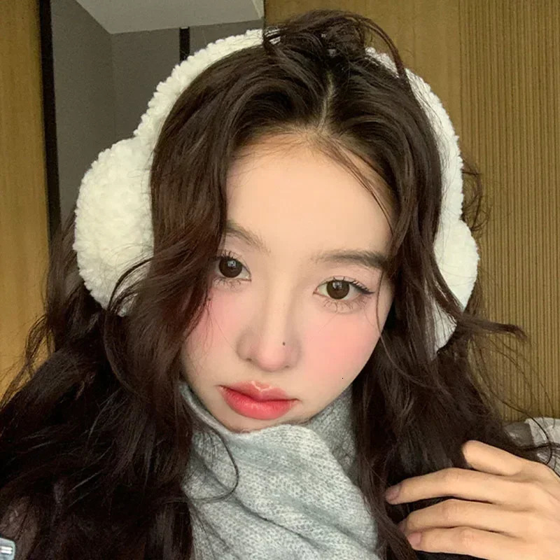 Lambswool Plush Eartips Y2K Womens Fluffy Eartips Cold Protection Eartips Warm Solid Color Plush Eartips Bicycle Accessories 241205