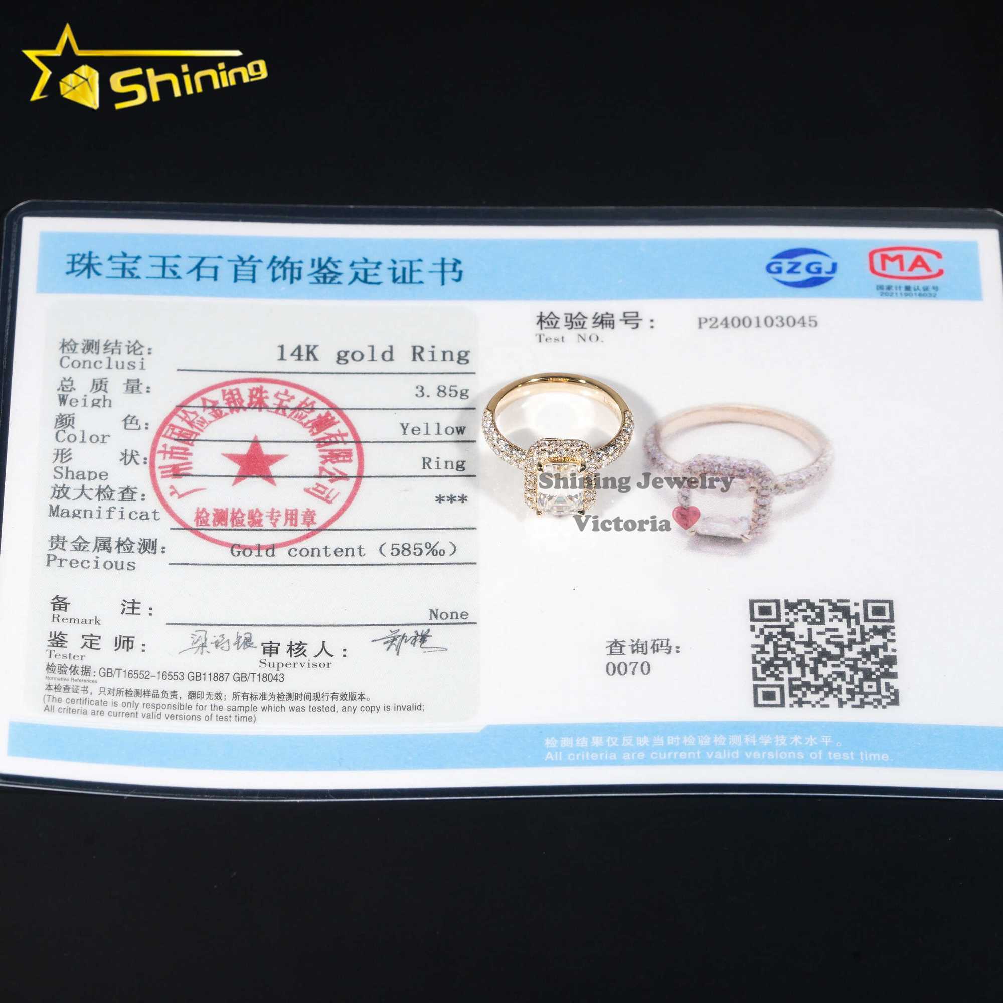 Fine jewelry custom soild gold engagement ring 10K 14k 18K real gold lab diamond moissanite luxury wedding bang ring for women