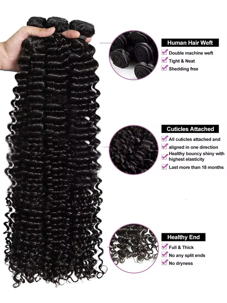 Deep 30 32 Inch Remy Unprocessed Raw Virgin 100% Human Hair Synthetic Hair Water Curly Wave Extensions 3 4 Bundles Deal