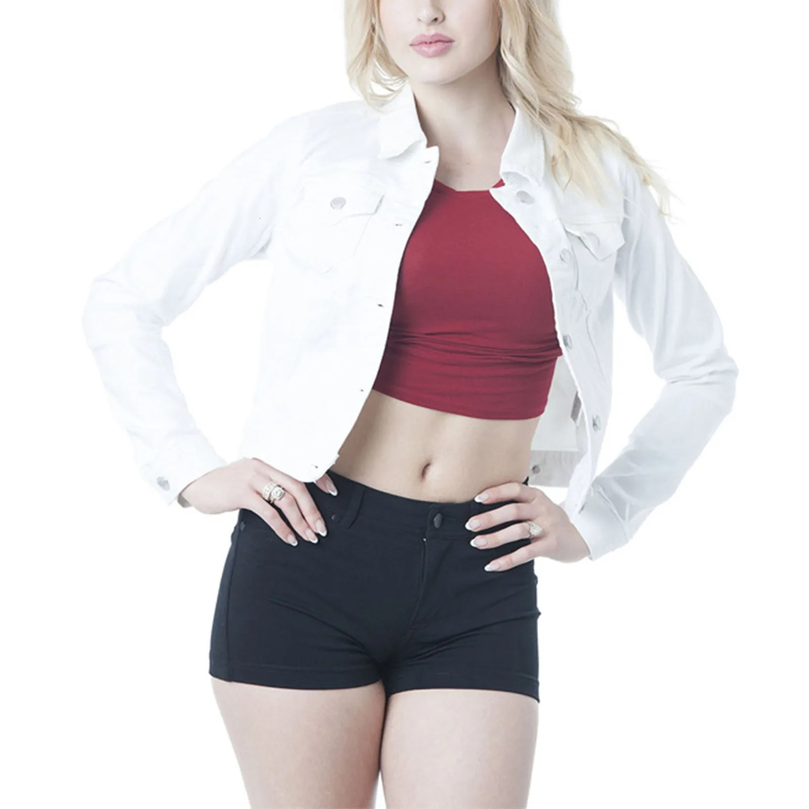 long sleeved winter ultrathin white black jeans solid denim womens top short jacket 241206