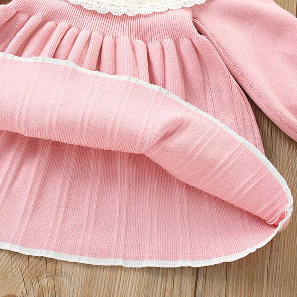 MILANCEL Spring Autumn Girls Sweater Dress 0-5 Y Childrens Korean Sle Elegant Flower Knitted Dress Kids OutfitXJ241206