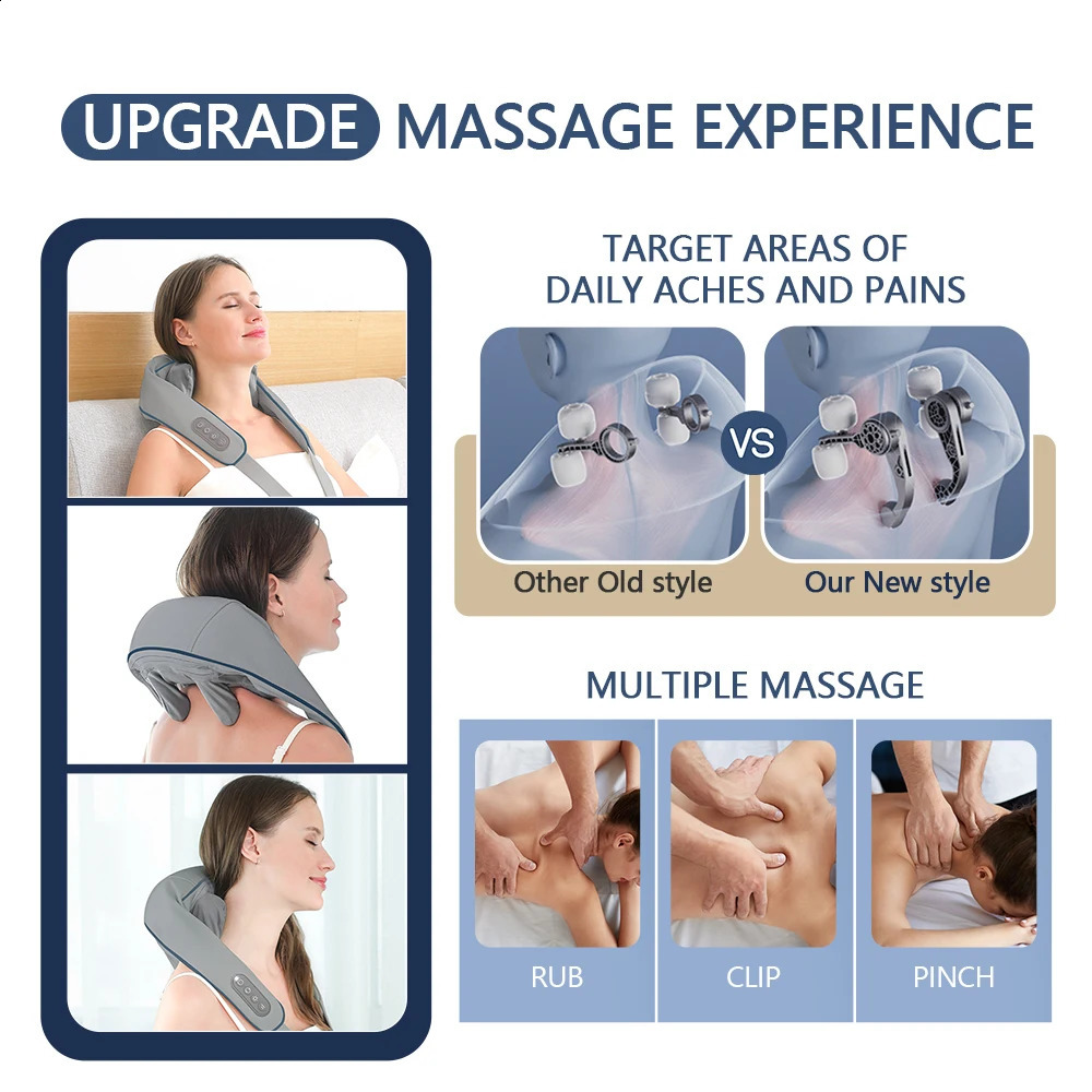 Foreverlily Wireless Neck And Back Massager Neck And Shoulder Kneading Massage Shawl Neck Cervical Relaxing Trapezius Massager 250519