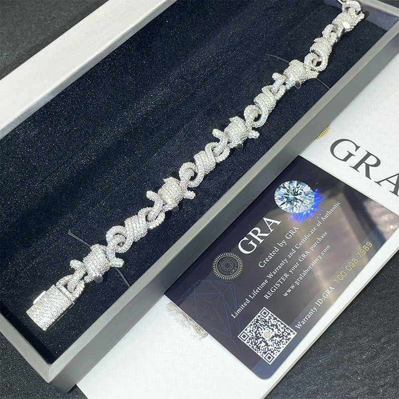 Dia hot selg 15mm Cuban chain sier moissanite hip-hop mens trendy bracelet