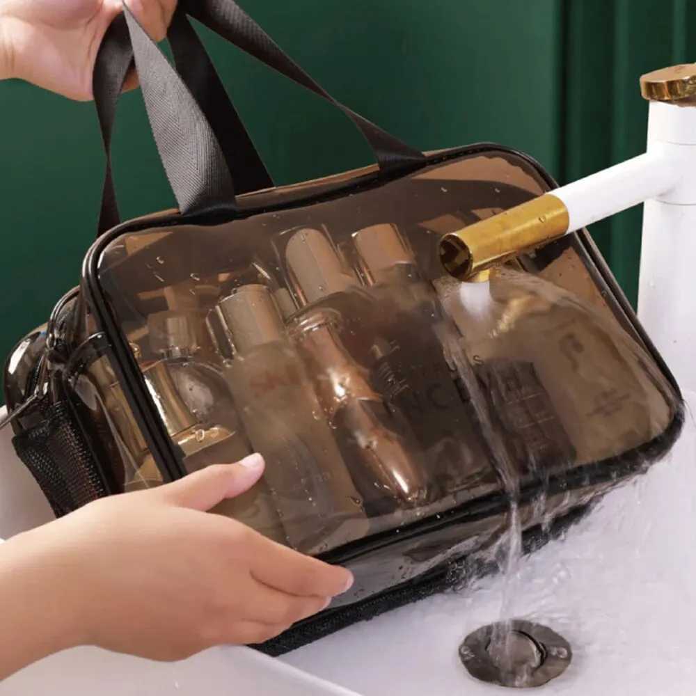 Dry Wet Separati Transparent Waterproof Makeup Bag With Double-Layer Large Capacity Portable Pvc Mesh Storage Bag W BagXJ241206