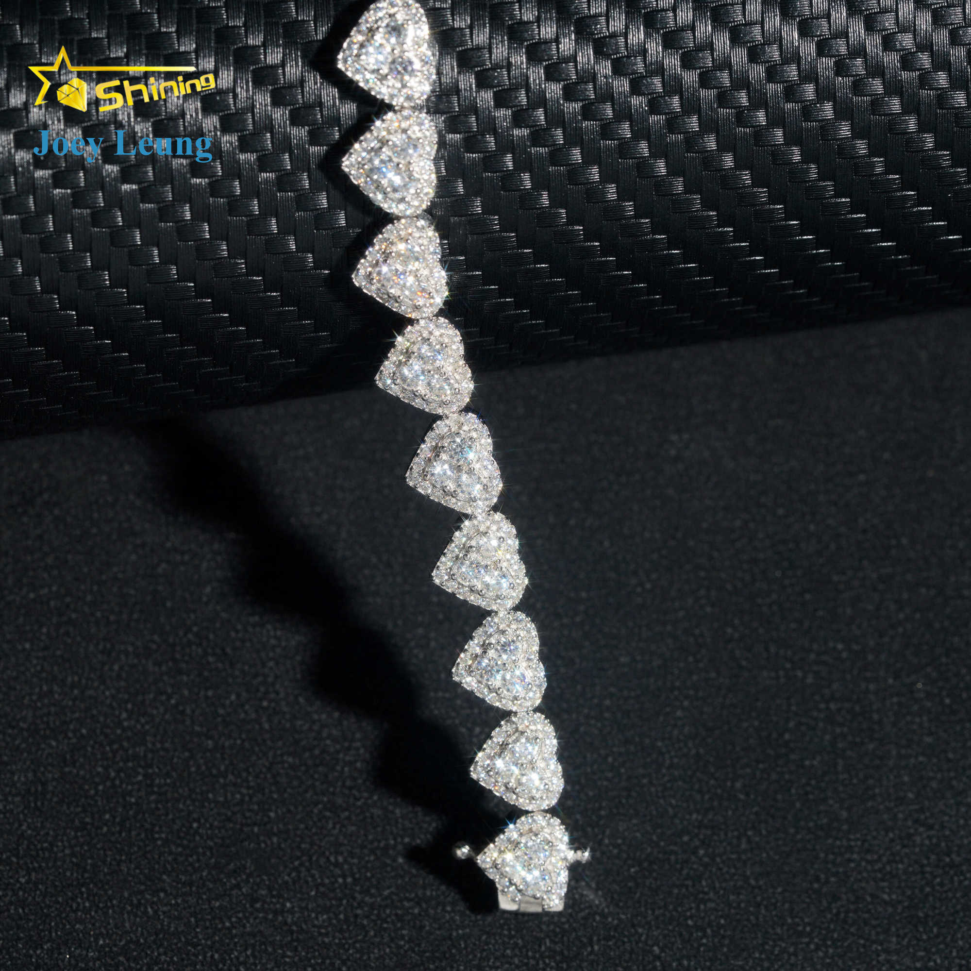 Custom Heart Design Solid Silver 925 Hip Hop Iced Cuban Link Bracelet 8mm VVS Moissanite Diamond Womens Fine Jewelry Necklace