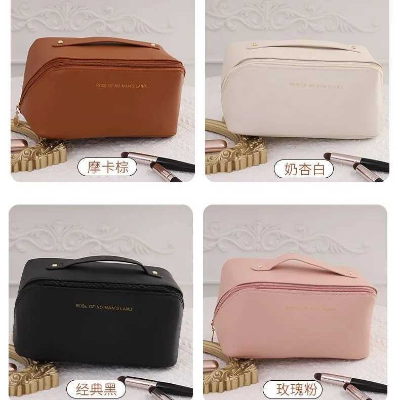 Cosmetic ins large capacity pillow storage PU leather portable cosmetic travel business travel portable toilet bagXJ241206