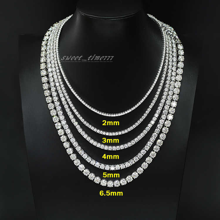 Hot Sale Tennis Chain/Bracelet 2mm-6.5mm Width 925 Sterling Silver Necklace D color Moissanite Tennis Link Chain Necklace