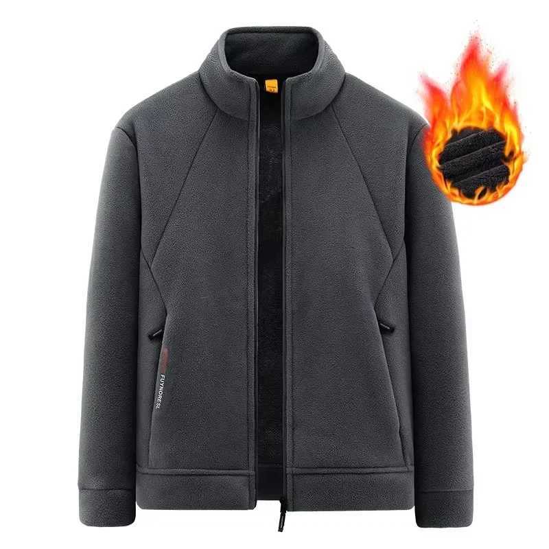 Brand Men Fleece Jacket New Arrival Outdoor Solid Color Mens Winter Jacket Coat Male Black Spring OutwearXJ241206