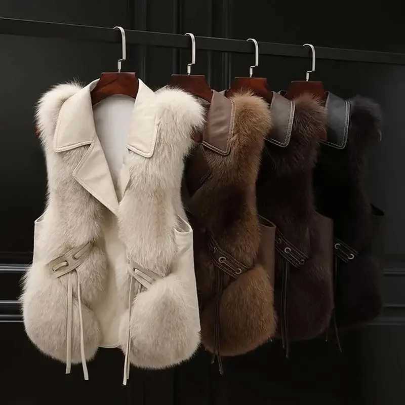 Womens Vest 2024 Autumn and Winter Coat New Item Fur Coat Short Lady OuterwearXJ241206