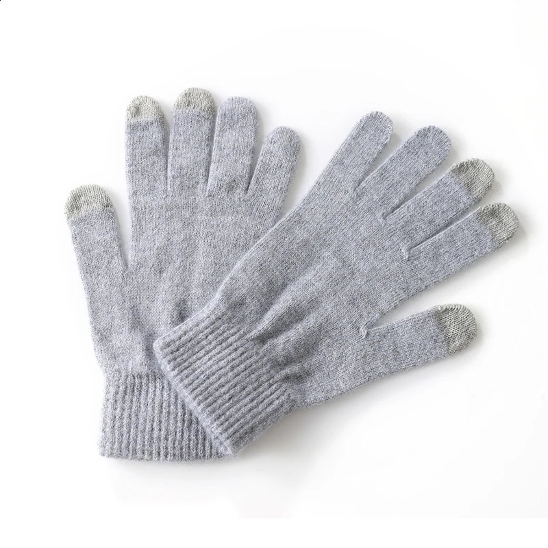 100% real wool knitted gloves with touch screen fingers womens autumn/winter thick warm wrist protection classic womens warm gloves 241206