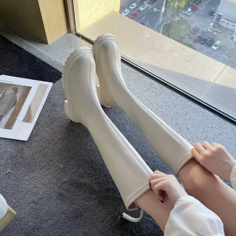 High Quality Autumn warm rubber boots warm shoes winter shoes low H boots round toes rainy calves Lg boots Botas De Mujer boots T241206