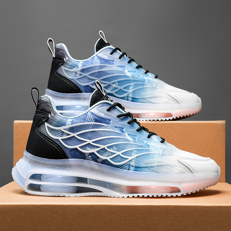 Men's shoes 2024 spring new trend men's low top sports thick sole leisure Sneaker Wings White