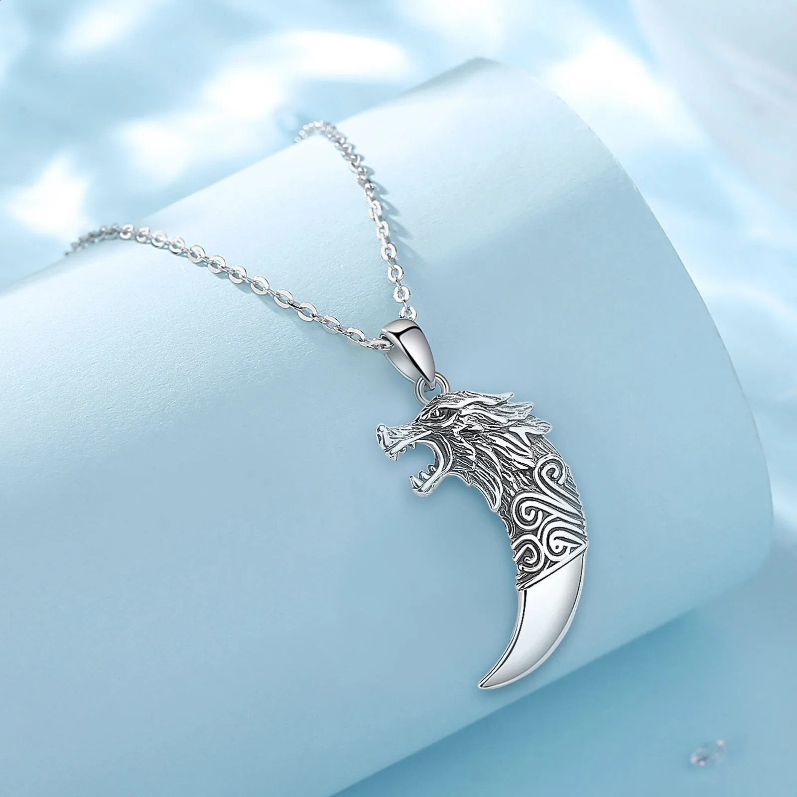 Eudora 925 sterling silver wolf square necklace vintage wolf head talisman pendant personalized jewelry exquisite party gift 241205