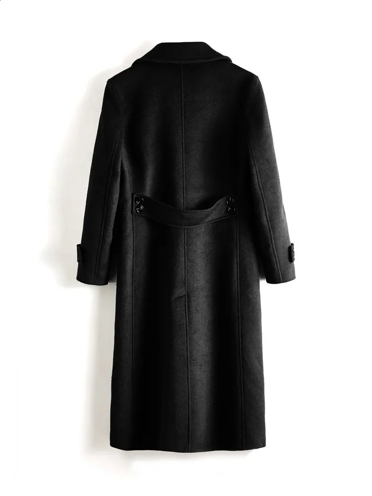 Winter mens long double-layer breathable wool coat thick double-sided wool blend coat straight windproof ditch 6XL 241204