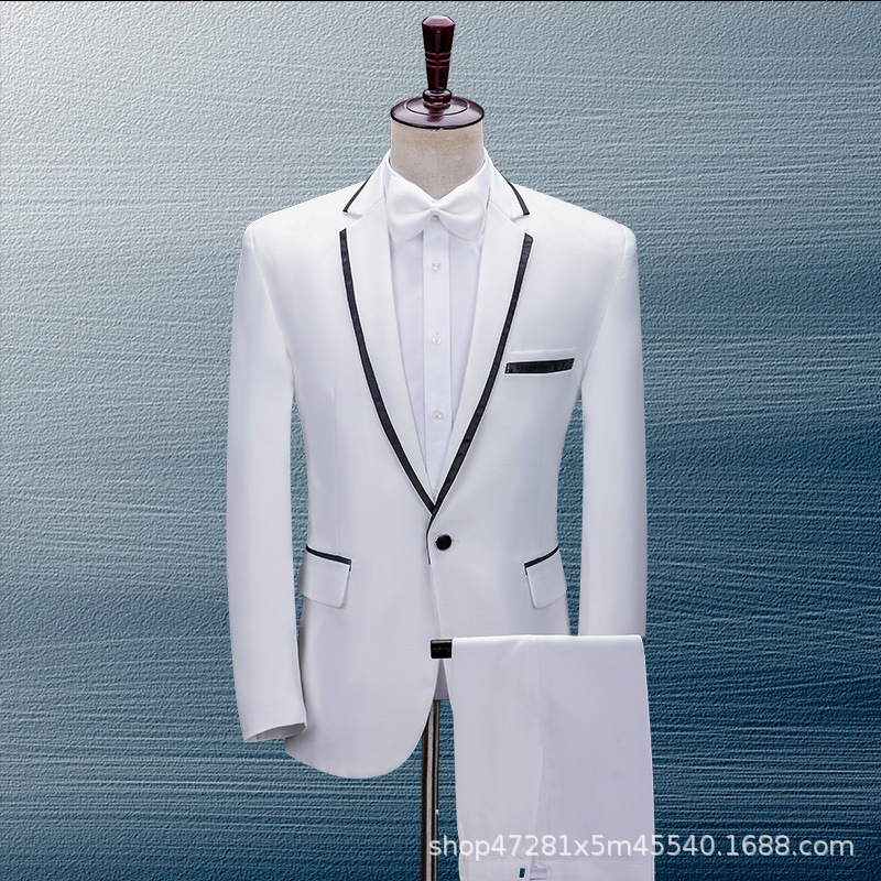 X1126White suit jacket male singer host men's suit wedding suit