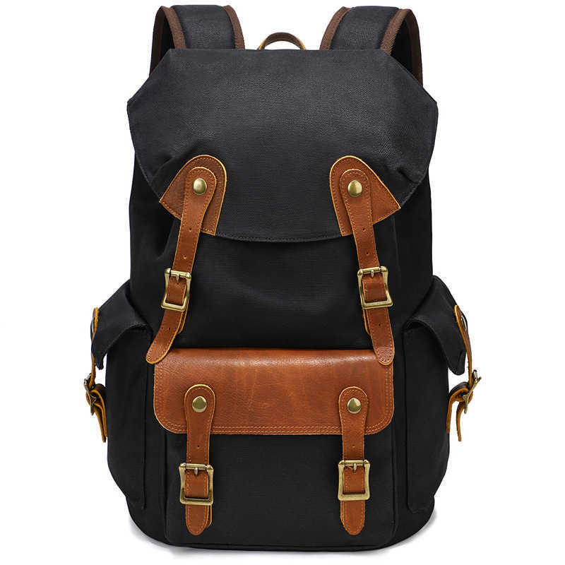 Backpack men's large capacity canvas backpack outdoor leisure travel backpack 16 inch computer bag 241215