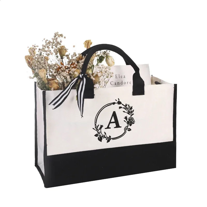Customized Bag Large Capacity Womens Handbag Print Letter y Personal Bags Canvas Cotton Linen unique Bolas 241204
