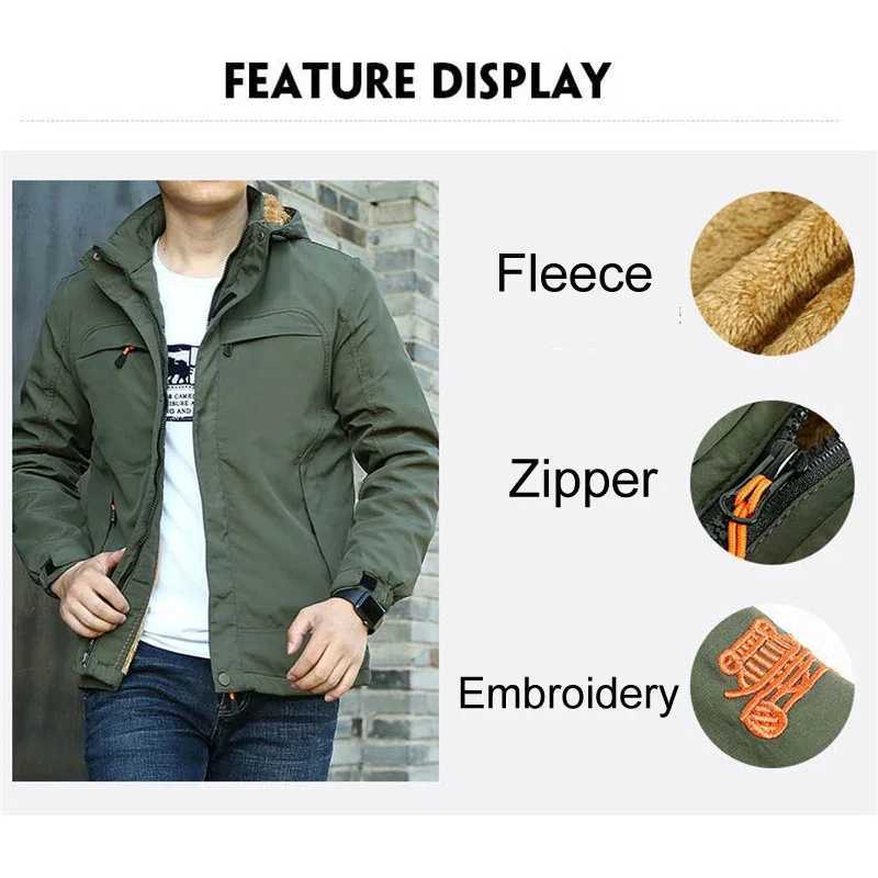 2024 Mens Casual Jacket Fur Lined Warm Coats Windproof Jacket Men Fashion Clothing Hooded Collar Fleece Lined Warm Coat MenXJ241206