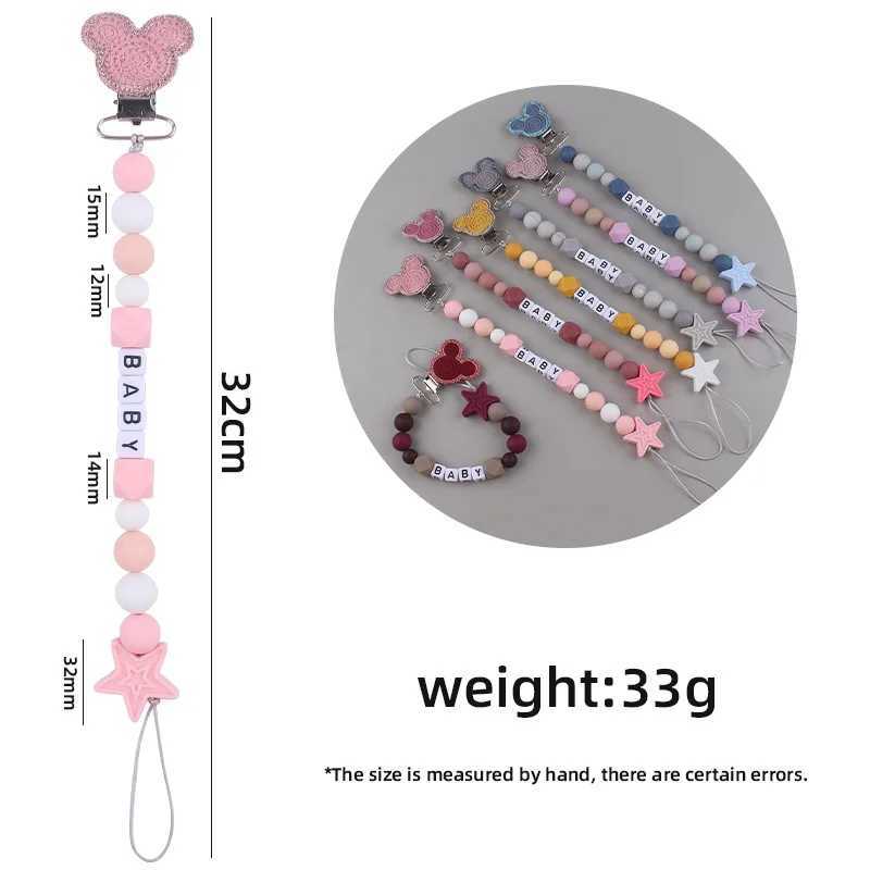 Pacifier Holders Clips# Ins Baby Personalized Name Cartoon Pacifier Clips Chain Dummy Holder Teething Soother Chew Toy Clip Newborn Accessories BPA Fr