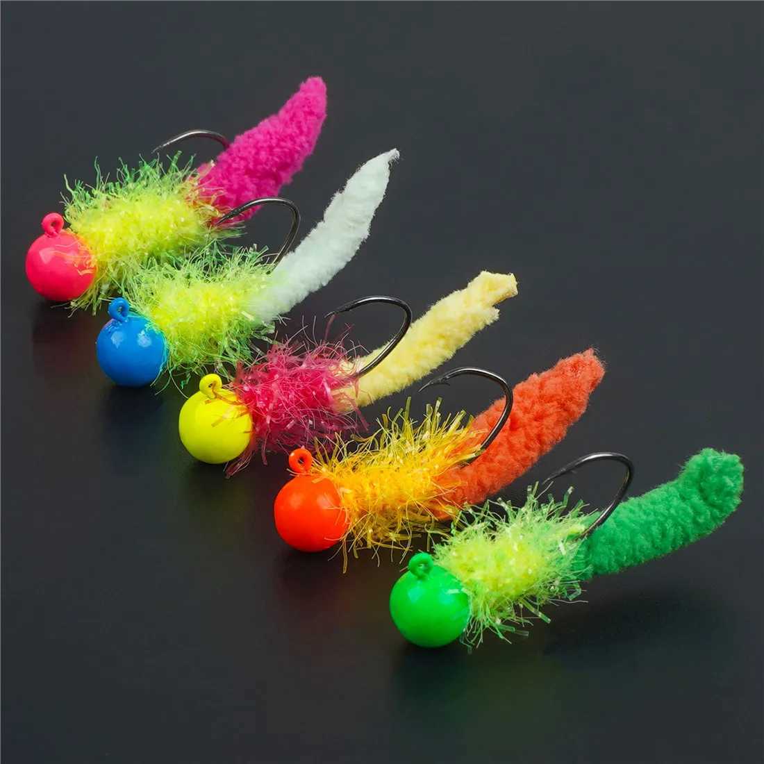 5Pcs Fishing Jig s with Soft Lure Tail Maggot Baits Bass Fishing Lure 3.5g Jig for Trout Crappie Jig FishingXJ241128