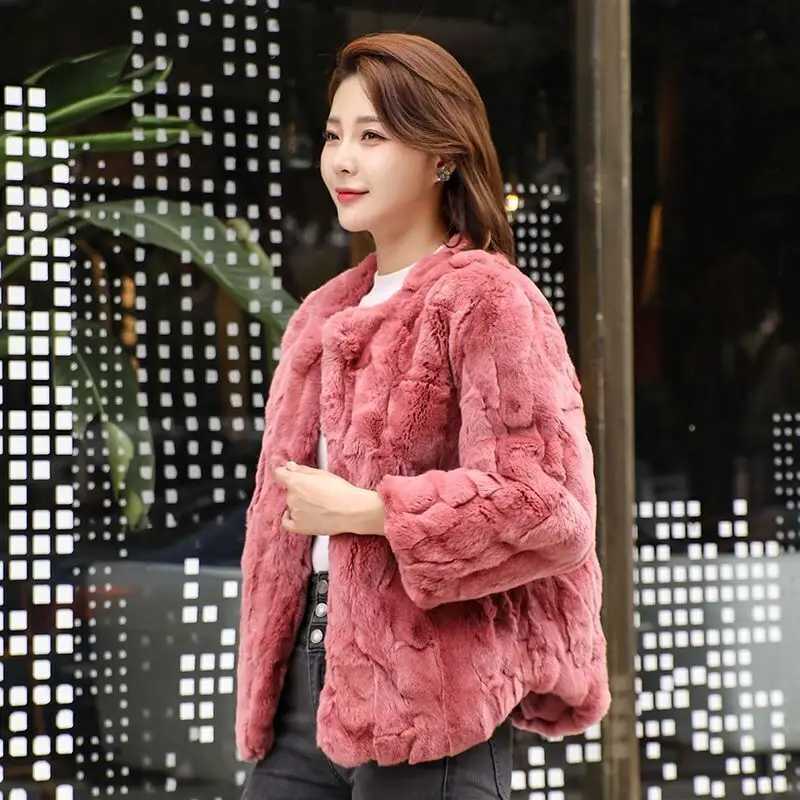Real Rabbit Fur Coat Women Winter Jacket Short Loose Size Thick Warm Fluffy Coat Wamen Fashion Clothes Large SizeXJ241206