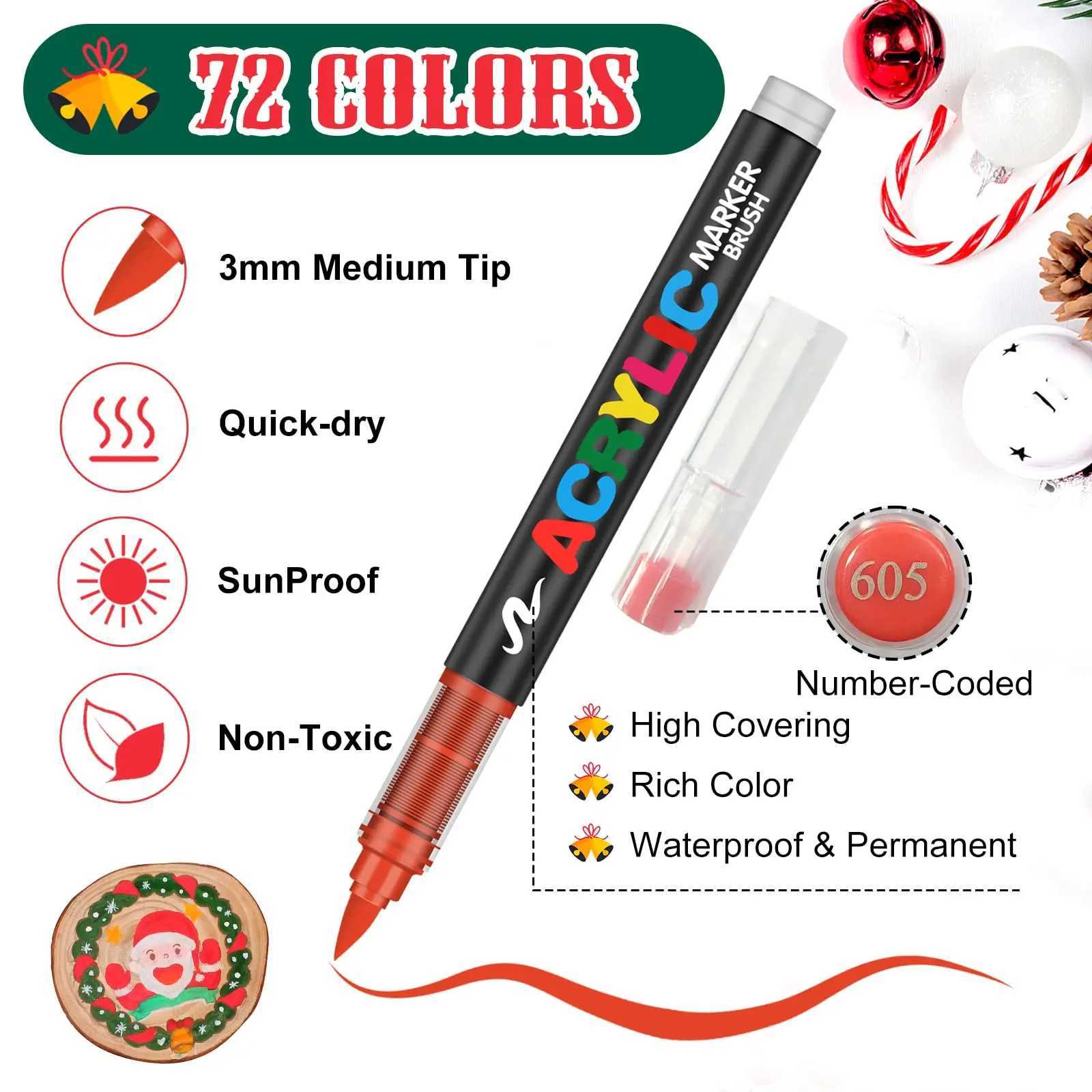 Watercolor Brush Pens 120 Colors Set Acrylic Paint Pens pencil Brush Markers Pen proffesional Rock Painting Stone Ceramic DIY Art Supplies Drawing H24