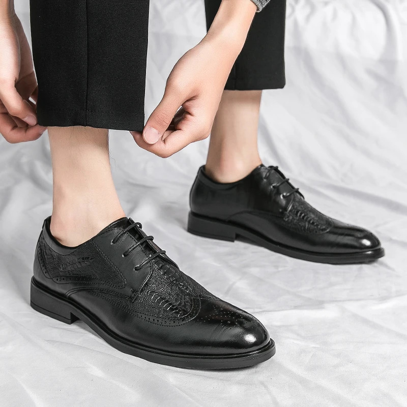 Casual Leather shoes Big size Mens Dad shoes Business fashion leather shoes 241206