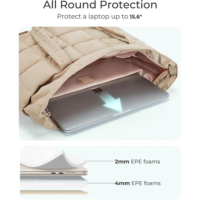 Expandable Tote Bag Puffer Small tote bag with Zipper, Travel Bags Casual Handbags Nurse Bag