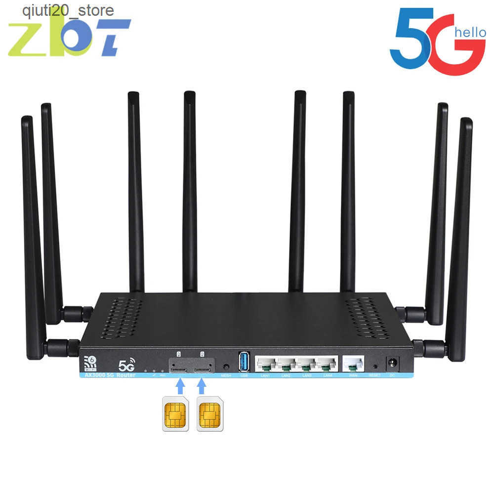 Routers ZBT Dual SIM Card 5G Router 2*SIM Wifi6 3000Mb Openwrt DDR4 1GB 4*LAN USB3.0 5G Modem MU-MIMO 4T4R Antenna Wifi Booster L240910