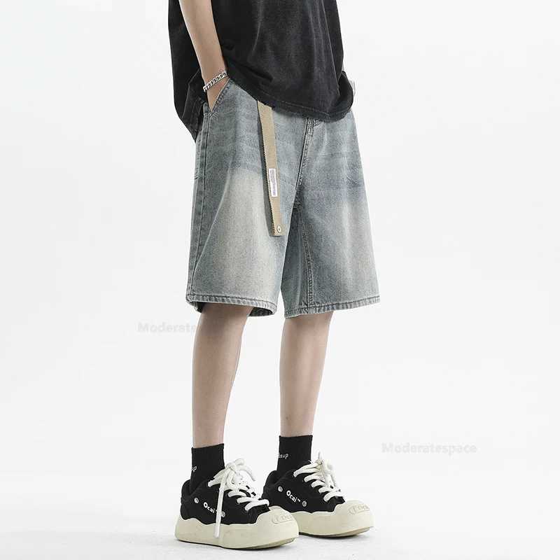 Summer New Mens Vintage Denim Shorts Fashion Ultra-thin Breathable Bermuda Jeans Baggy Casual Male Wide Short PantsXJ241206
