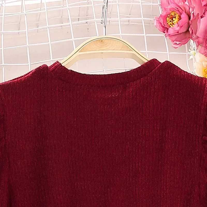 6-12 Years Spring Autumn Girls Dress Knitted Top Patchwork Big Flower Embroidered Lace Mesh Princess Dresses For ChildrenXJ241206