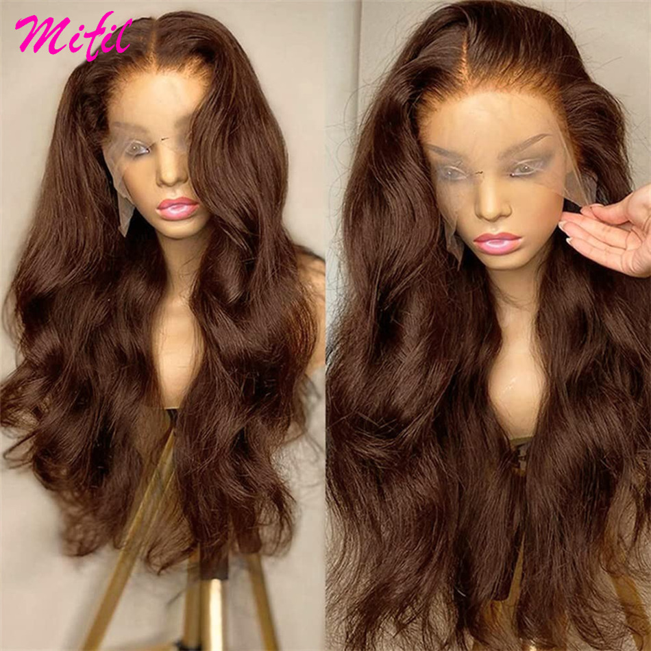 HD 13X6 Chocolate Brown Front Wigs On Sale Body Wave 13X4 360 Full Lace Frontal Wig Human Hair Pre Plucked 180%