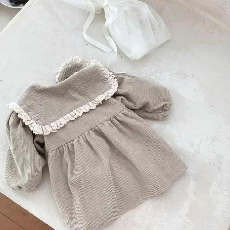 Spring Toddler Baby Girls Full Sleeve Lace Collar Corduroy DressXJ241206