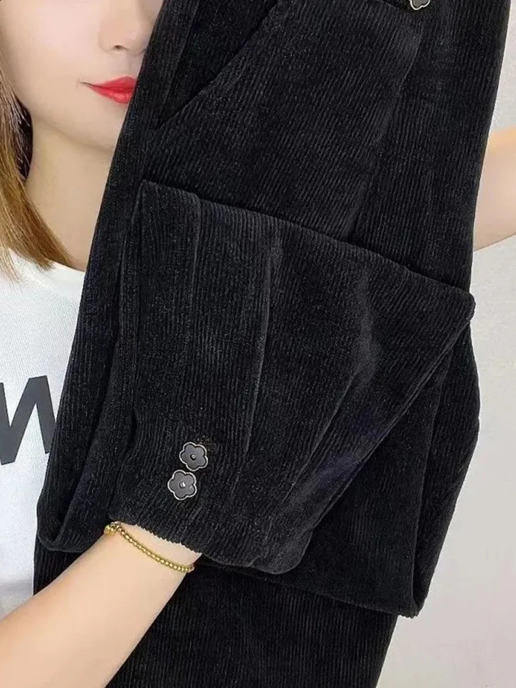 Corduroy velvet lined warm harem ankle pants winter thick womens jogging pants casual chiffon sports pants 241202