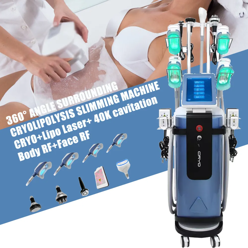 Cryolipolysis Fat Freezing Lipolaser Cavitation RF Body Slimming Machine Cellulite Removal 360 Freeze Beauty Equipment Vacuum Weight Loss System