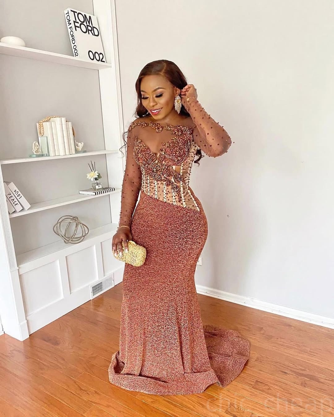 Chocolate Illusion Prom Dresses 2025 Beaded Sequined Rhinestones Evening Formal Party Second Birthday Engagement Gowns Plus Size Dress For Special Occ
