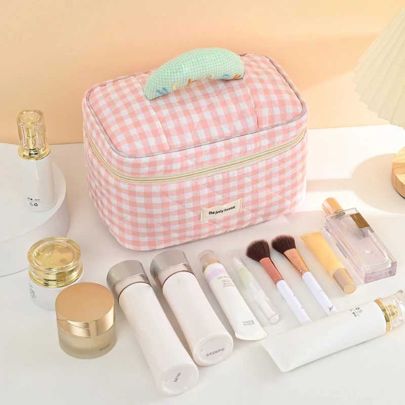 Persality Women Tote Cott Makeup Bag Portable Large Capacity Travel Organizer Cosmetic W Pouch Ladies Make Up Storage BagXJ241206