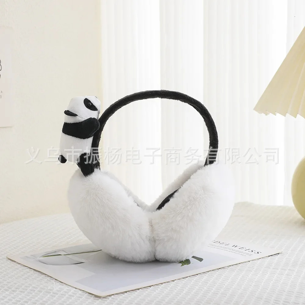 Fashion Winter Boys and Girls Cute Earrings Warm Plush Windproof Earrings 3D Panda Winter Earrings Female 241205