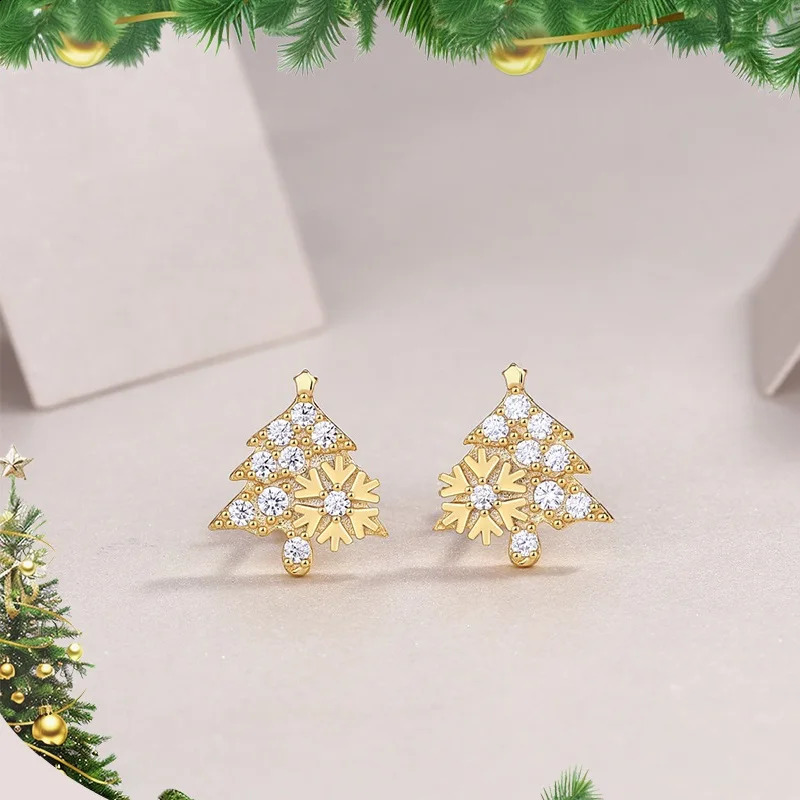 Halaile D Color S925 sterling silver Christmas tree earrings with GRA exquisite jewelry womens Dainty Sparkly gift 241205