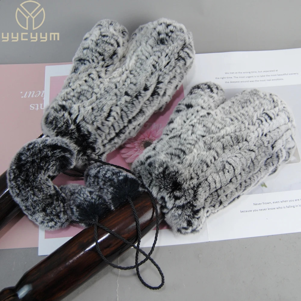 Womens Real Rex Rabbit Fur Gloves 100% Real Rex Rabbit Fur Gloves Good Elasticity Womens Winter Knitted Real Rabbit Fur Gloves 241206