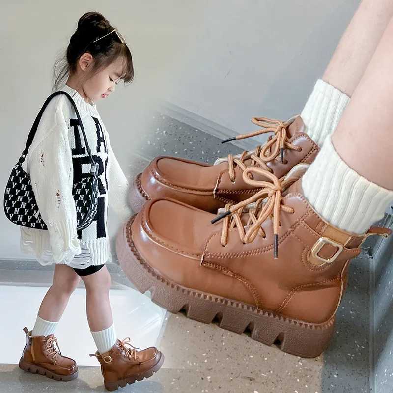 Children Shoe Retro Girls Short Boots Ankle Boot Boys Leather Boots Children Boots Winter Shoe for Girl Kid Shoe for Girl BotasXJ241206