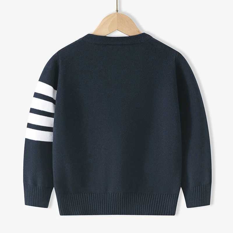 Cardigan Boys wool sweater crocheted cotton windproof 2024 gray autumn winter Christmas gift school warm childrens clothing Q241205