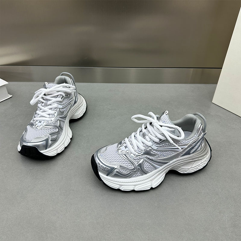 Free shipping Shoes Female Outdoor Spring Summer Thick Bottom Sneakers Mesh Designer Shoes Silver White Casual Shoes