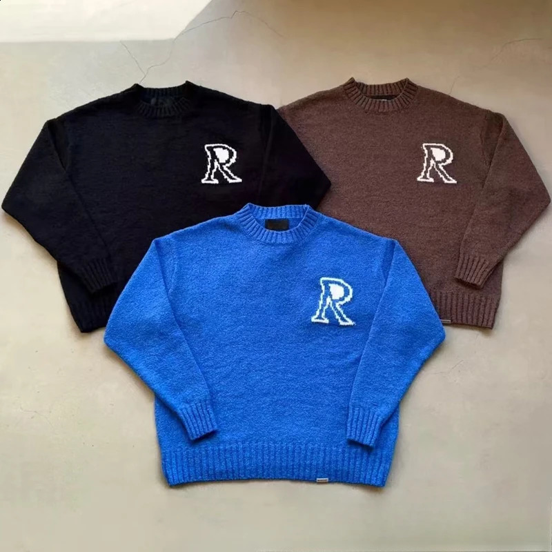 American Style Big R Sweater Winter Intensification Fluffy Sense Advanced Male Female Couple Crew Neck Multicolour Pullover 241205