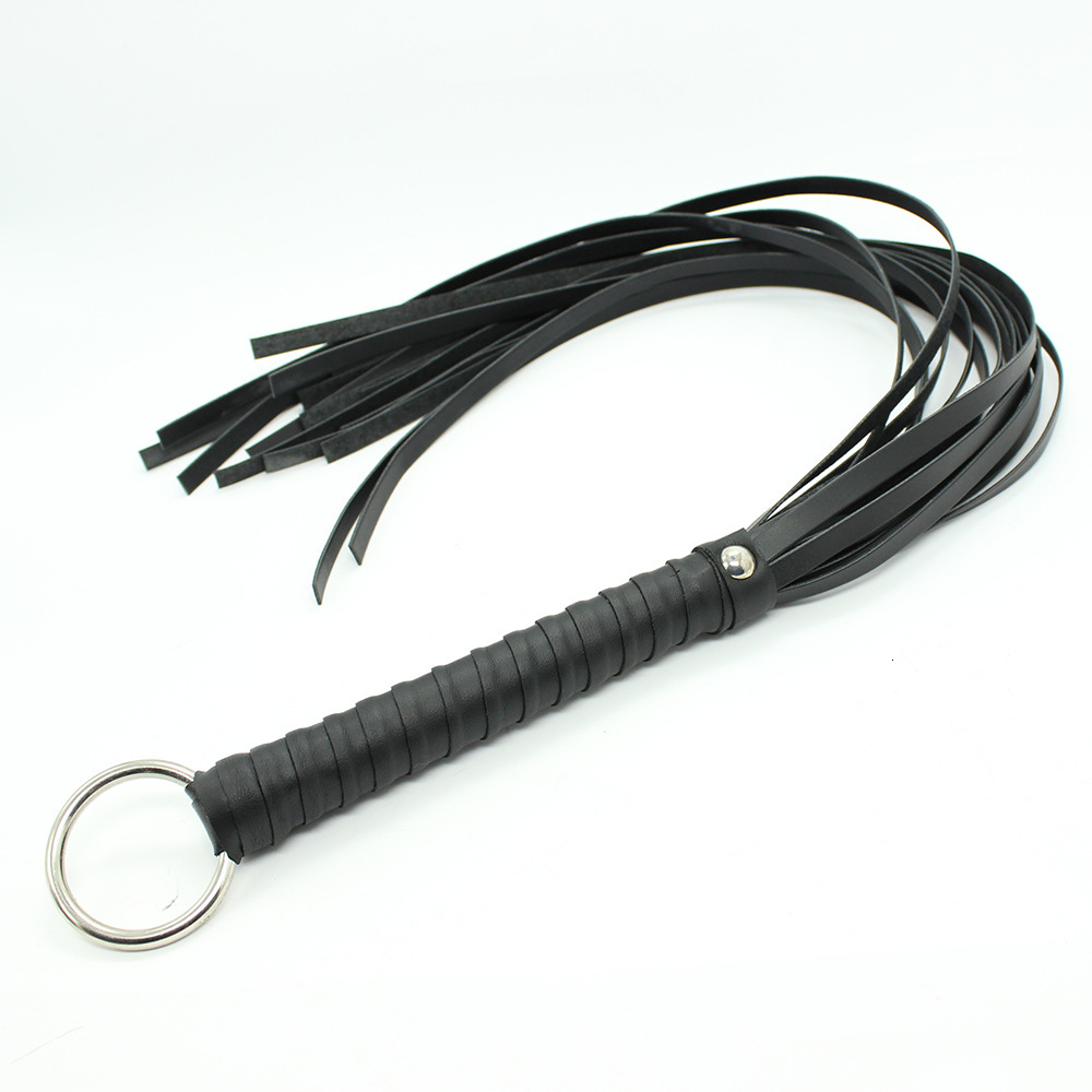 Foreign Trade Factory Spot Wholesale SM Sex Toys Red Leather Whip Couple Sex Toys Iron Ring Handle Whip